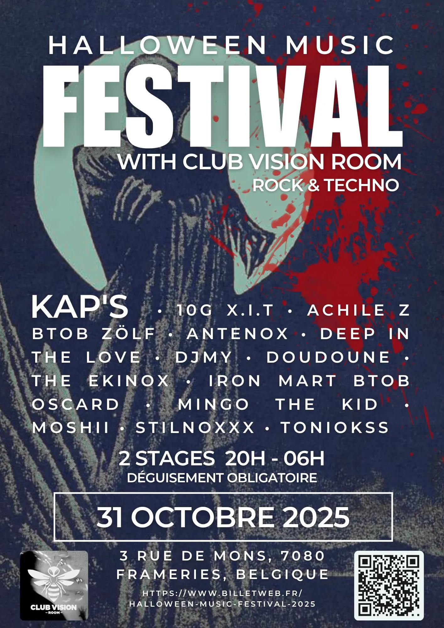 Halloween Music Festival 2025 x Club Vision Room - Frameries
