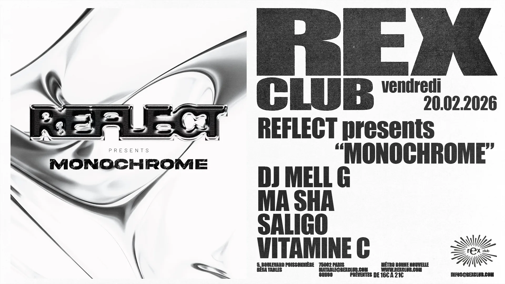 REFLECT presents MONOCHROME: DJ MELL G, Ma Sha, Saligo, VITAMINE C