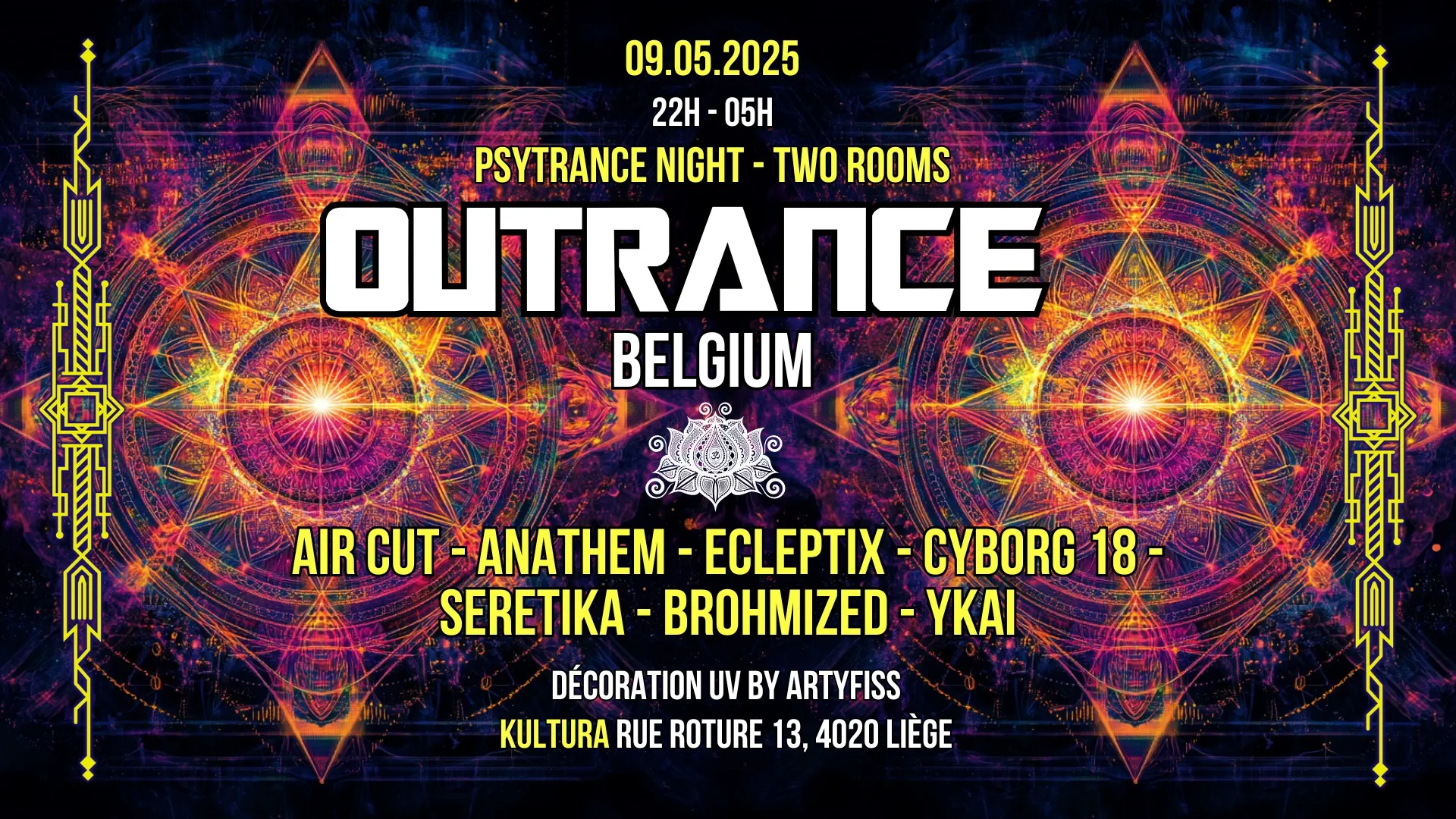 Outrance Belgium 🕉️ two Rooms 😈 Psytrance night