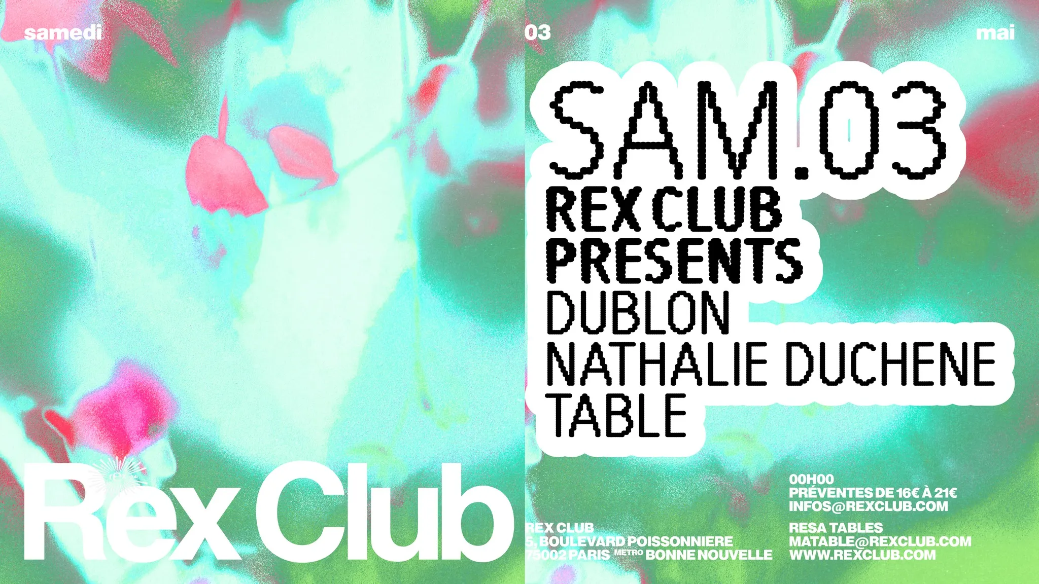 Rex Cub Presents: Dublon, Nathalie Duchene, Table