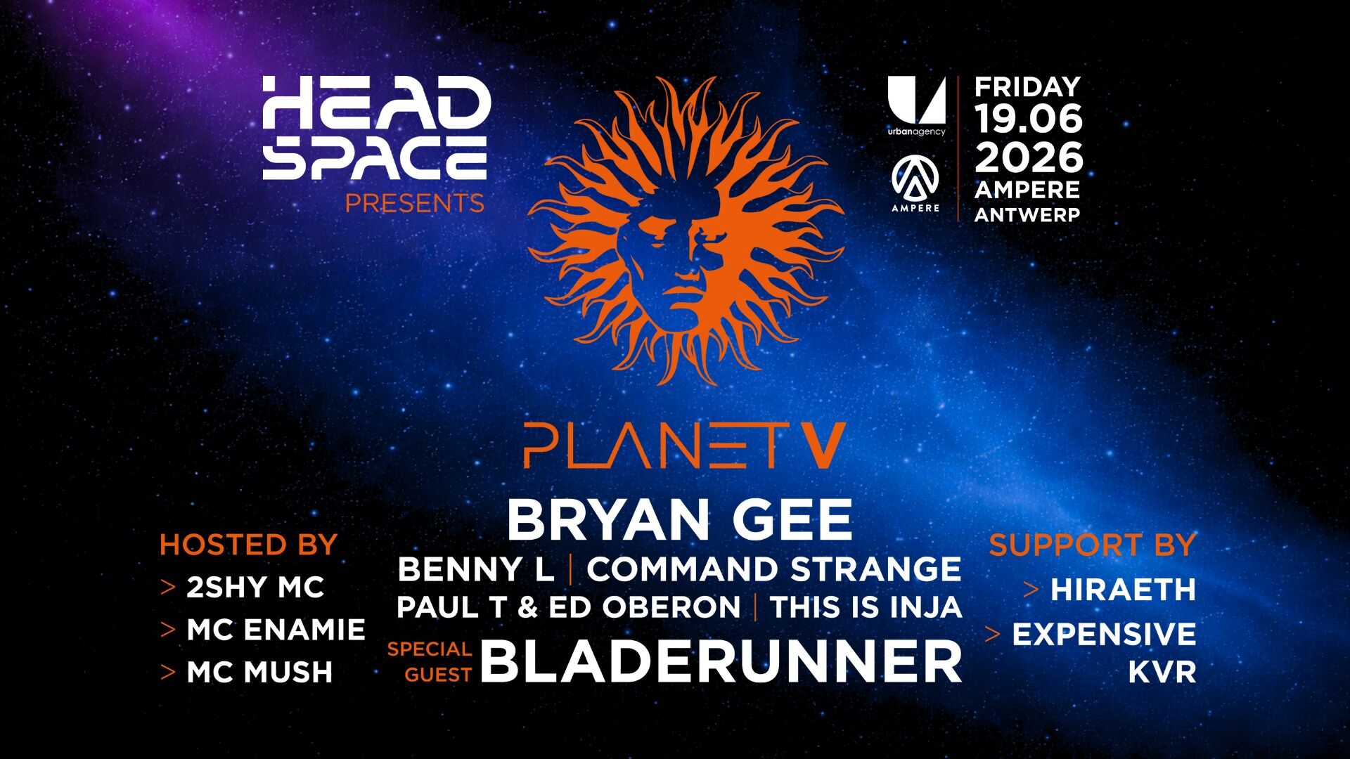 Headspace presents Planet V: Bryan Gee, Bladerunner, Benny L + more