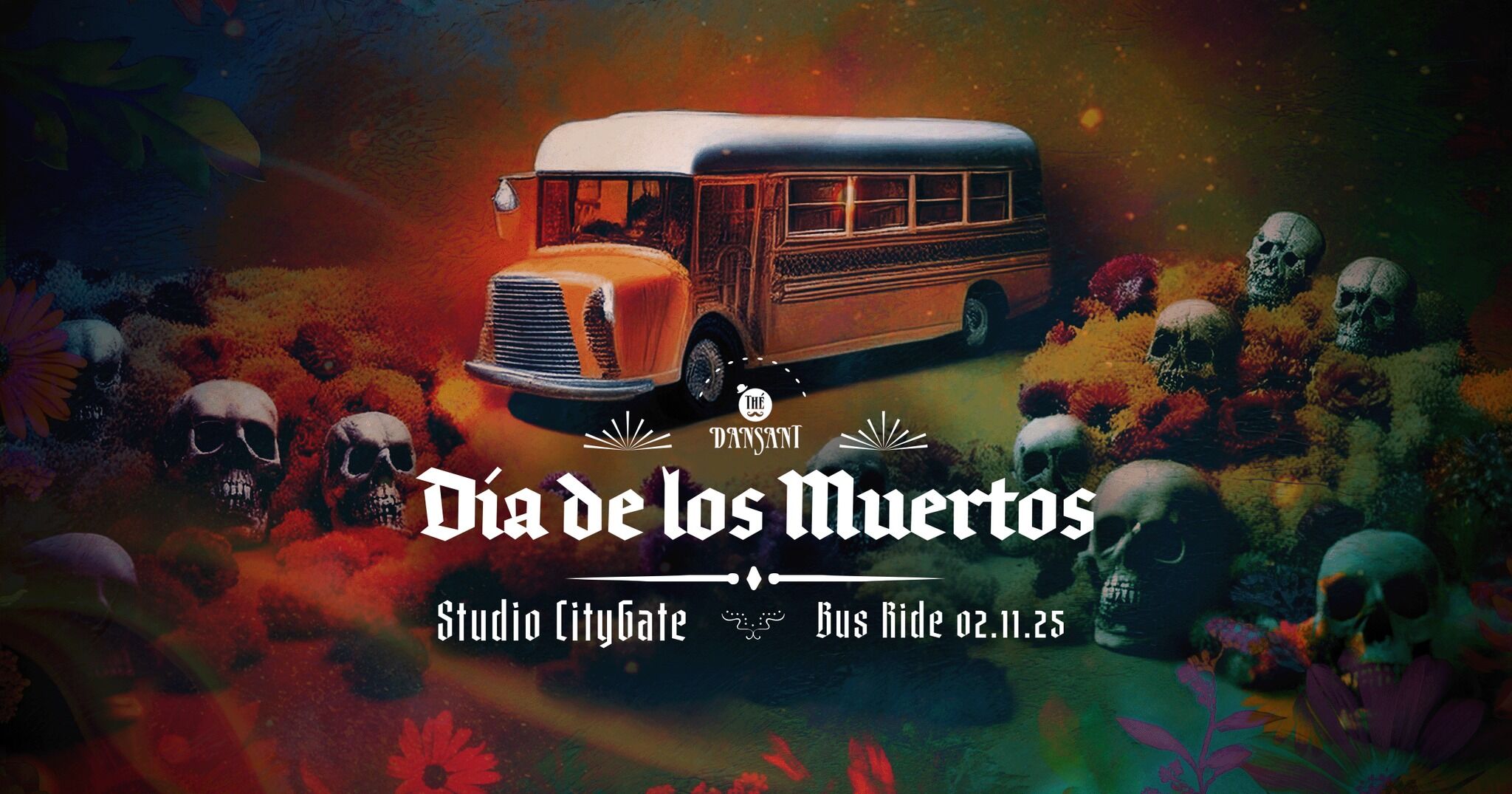 Partybus to Thé Dansant Dia de los Muertos