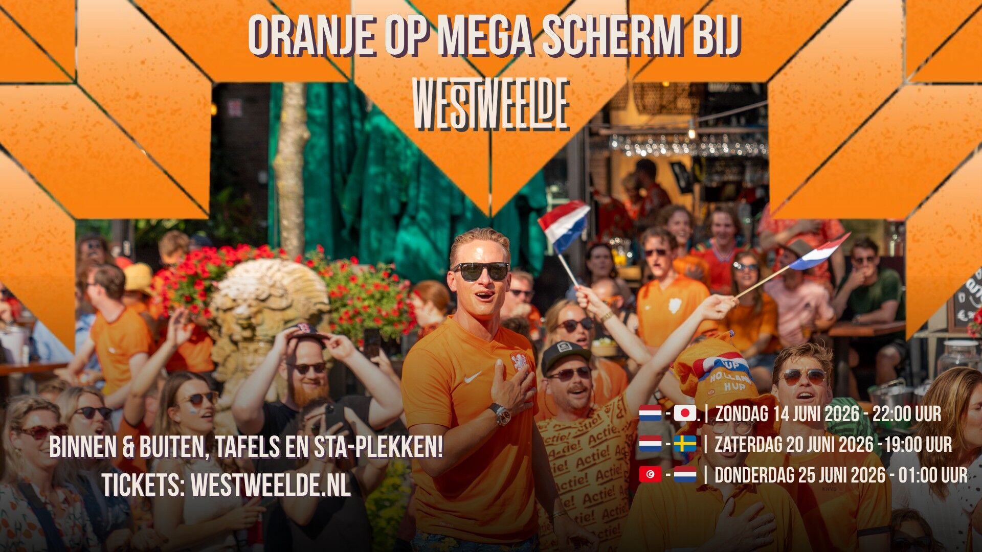 Oranje op Mega-scherm bij WestWeelde - Poulefase WK 2026