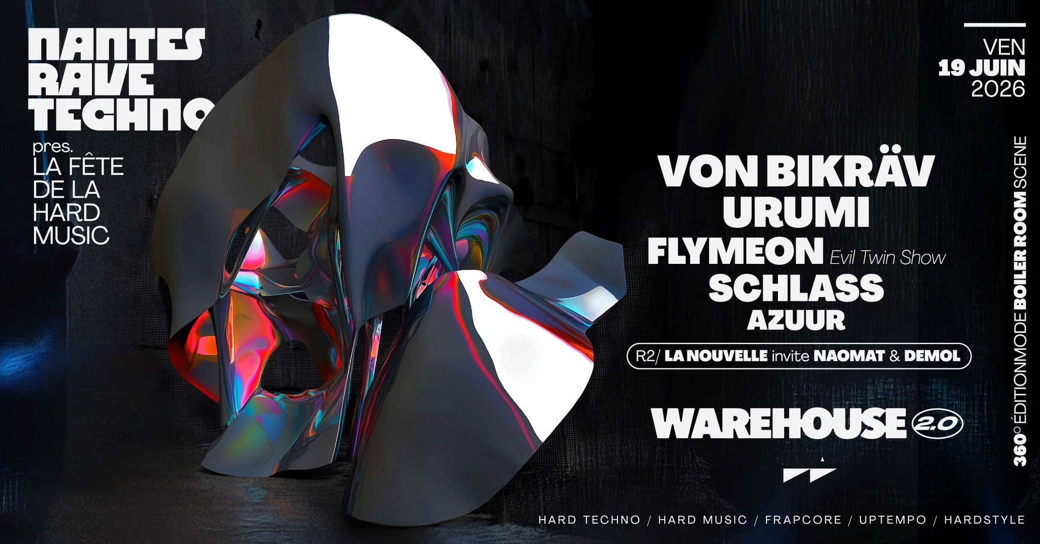 Nantes Rave Techno pres. Fête de la Hard Music w/ Von Bikräv, Urumi & more @Warehouse Nantes