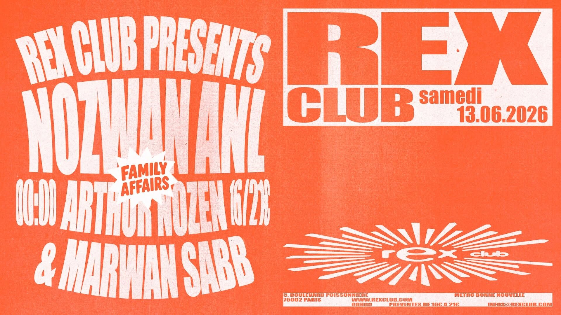 Rex Club presents: Nozwan (Arthur Nozen & Marwan Sabb) ANL