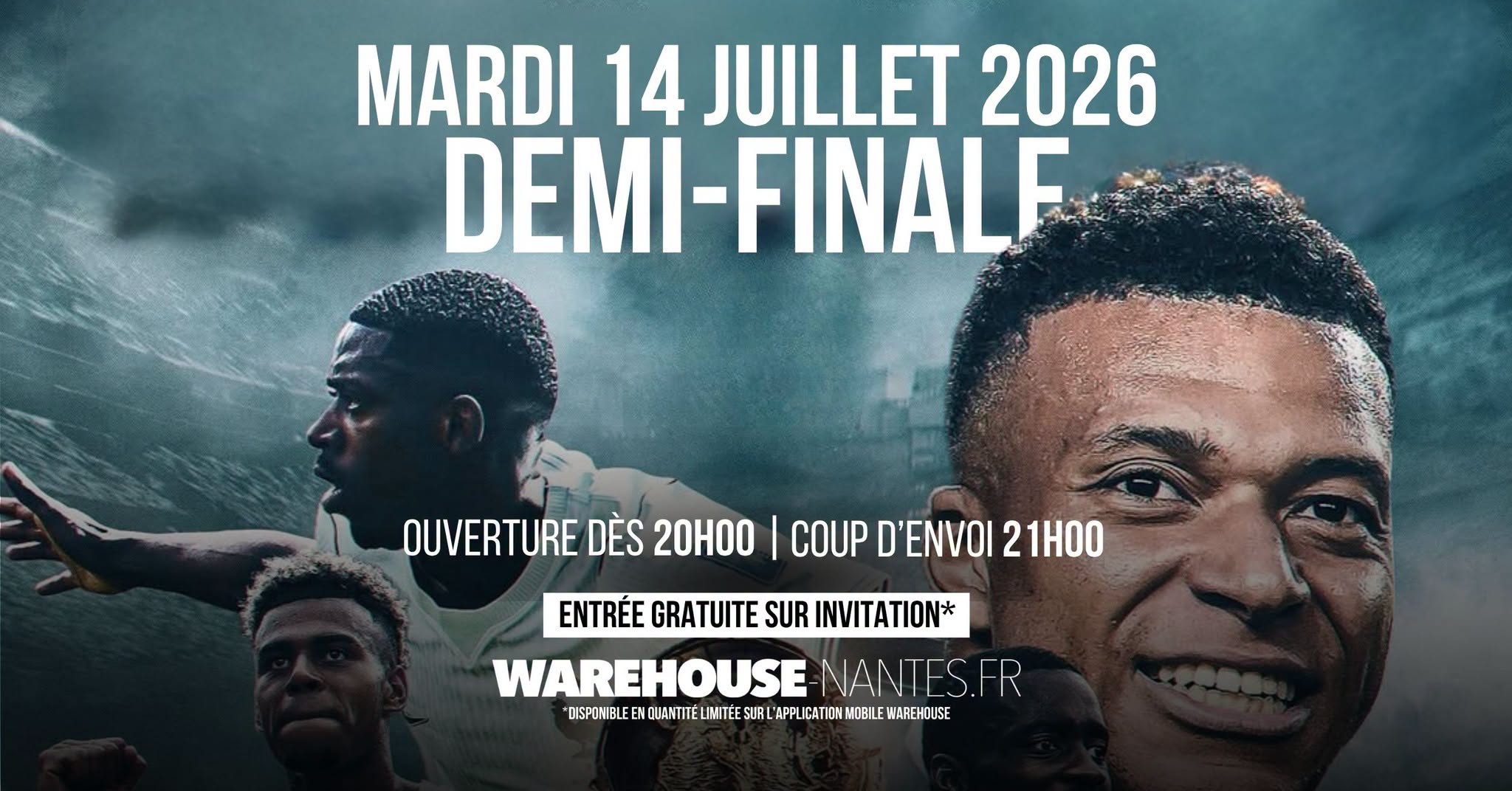 Retransmission en direct de la demi-finale sur écran XXL @Warehouse Nantes - GRATUIT