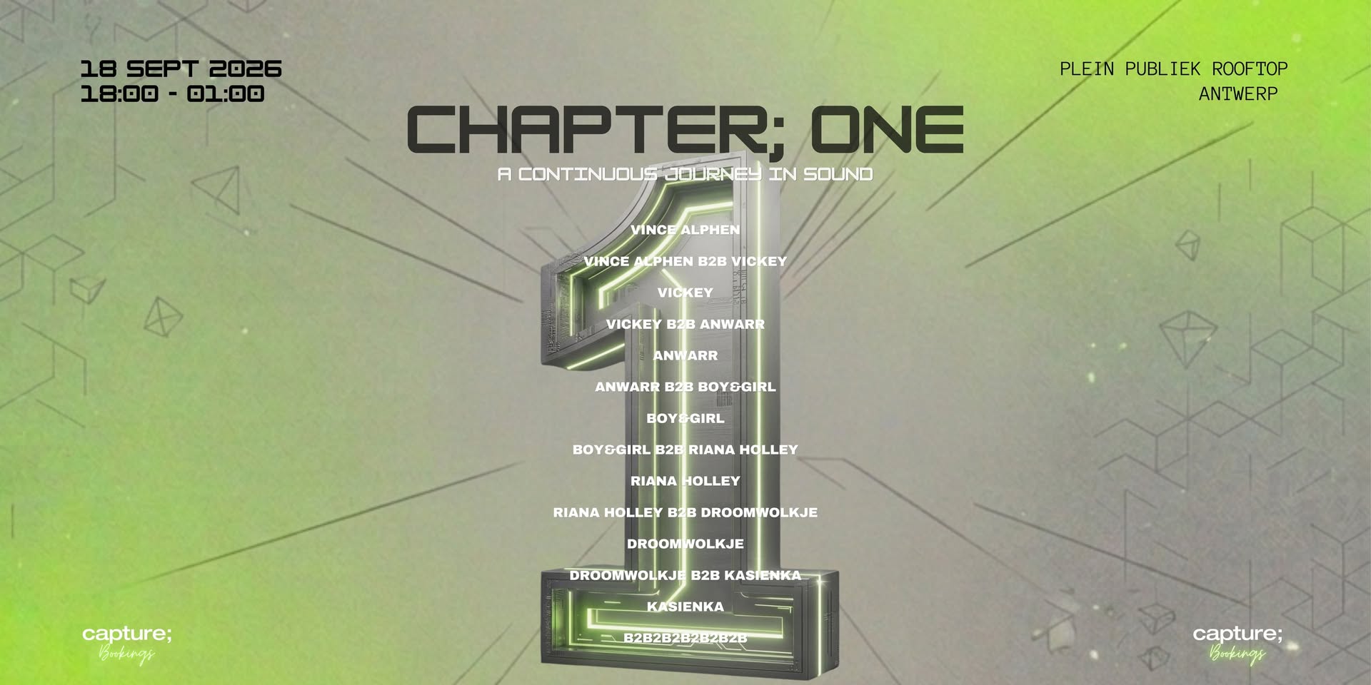 Chapter; ONE by Capture;bookings