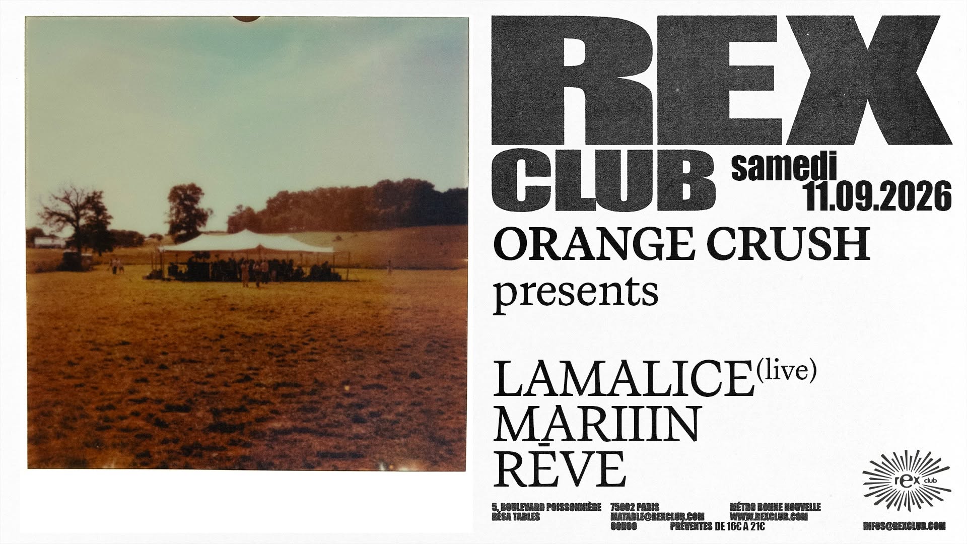 Orange Crush Presents: Lamalice (Live), Mariiin, Rēve