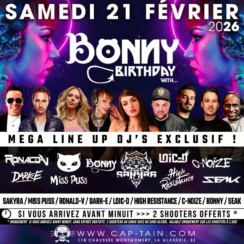 Bonny Birthday with Sakyra & friends - Samedi 21 Février 2026 au Cap'tain