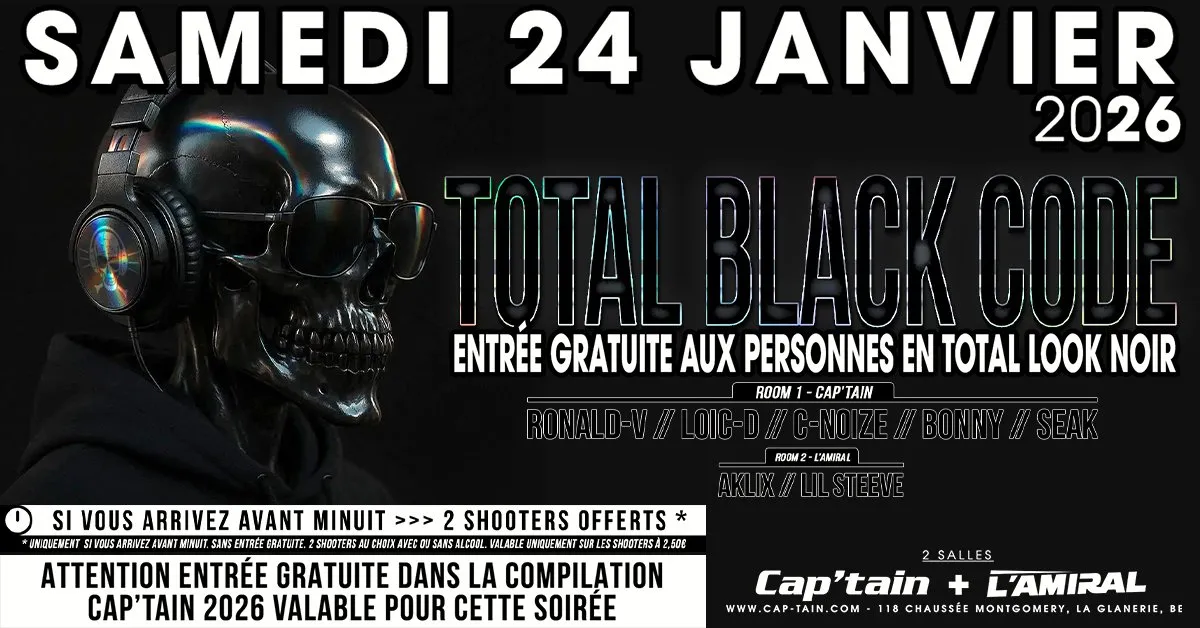 Total Black Code - Samedi 24 Janvier 2026 au Cap'tain
